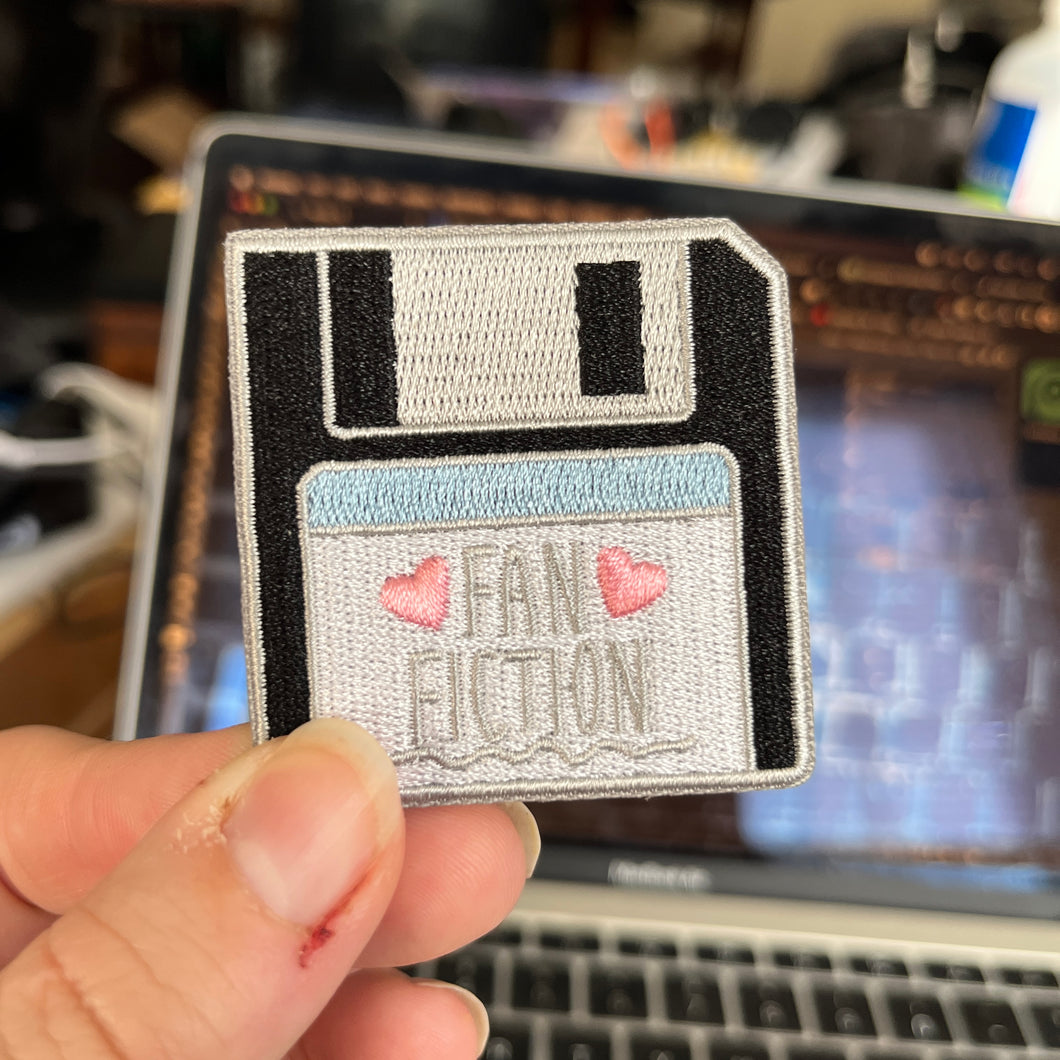Fan Fiction Floppy Disk Iron On Patch