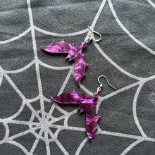 Load image into Gallery viewer, Purple Pearl Bat Earrings

