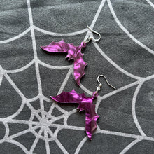 Load image into Gallery viewer, Purple Pearl Bat Earrings