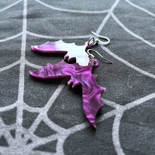 Load image into Gallery viewer, Purple Pearl Bat Earrings