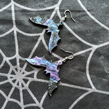 Load image into Gallery viewer, Oil Slicked Galaxy Bat Earrings