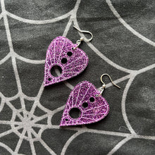 Load image into Gallery viewer, Purple Glitter Planchette Earrings