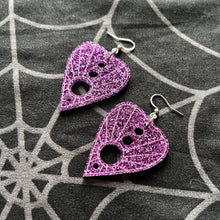 Load image into Gallery viewer, Purple Glitter Planchette Earrings