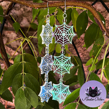 Load image into Gallery viewer, Iridescent Spiderweb Earrings