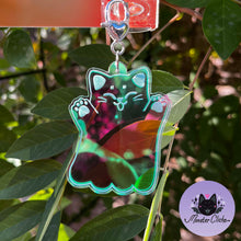 Load image into Gallery viewer, Ghost Kitty Iridescent Bag Charm/ Keychain 🖤