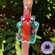 Load image into Gallery viewer, Ghost Kitty Iridescent Bag Charm/ Keychain 🖤