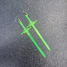 Load image into Gallery viewer, Neon Green Sword Earrings or Pendant (MTO)