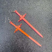 Load image into Gallery viewer, Neon Pink Sword Earrings or Pendant (MTO)