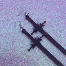 Load image into Gallery viewer, Purple Sword Earrings or Pendant (MTO)