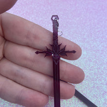 Load image into Gallery viewer, Purple Sword Earrings or Pendant (MTO)