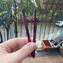 Load image into Gallery viewer, Purple Sword Earrings or Pendant (MTO)