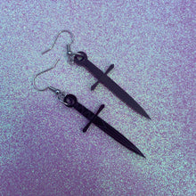 Load image into Gallery viewer, Purple Dagger Earrings or Pendant (MTO)