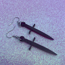 Load image into Gallery viewer, Purple Dagger Earrings or Pendant (MTO)
