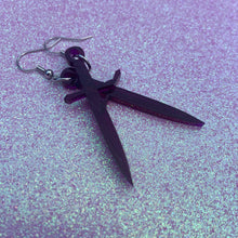 Load image into Gallery viewer, Purple Dagger Earrings or Pendant (MTO)