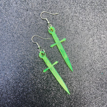 Load image into Gallery viewer, Neon Green Dagger Earrings or Pendant (MTO)