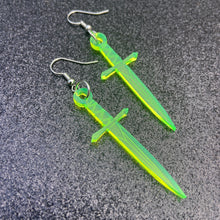 Load image into Gallery viewer, Neon Green Dagger Earrings or Pendant (MTO)