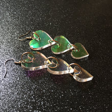 Load image into Gallery viewer, Iridescent Heart Tiered Earrings (MTO)