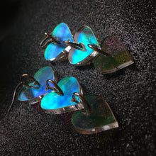 Load image into Gallery viewer, Iridescent Heart Tiered Earrings (MTO)