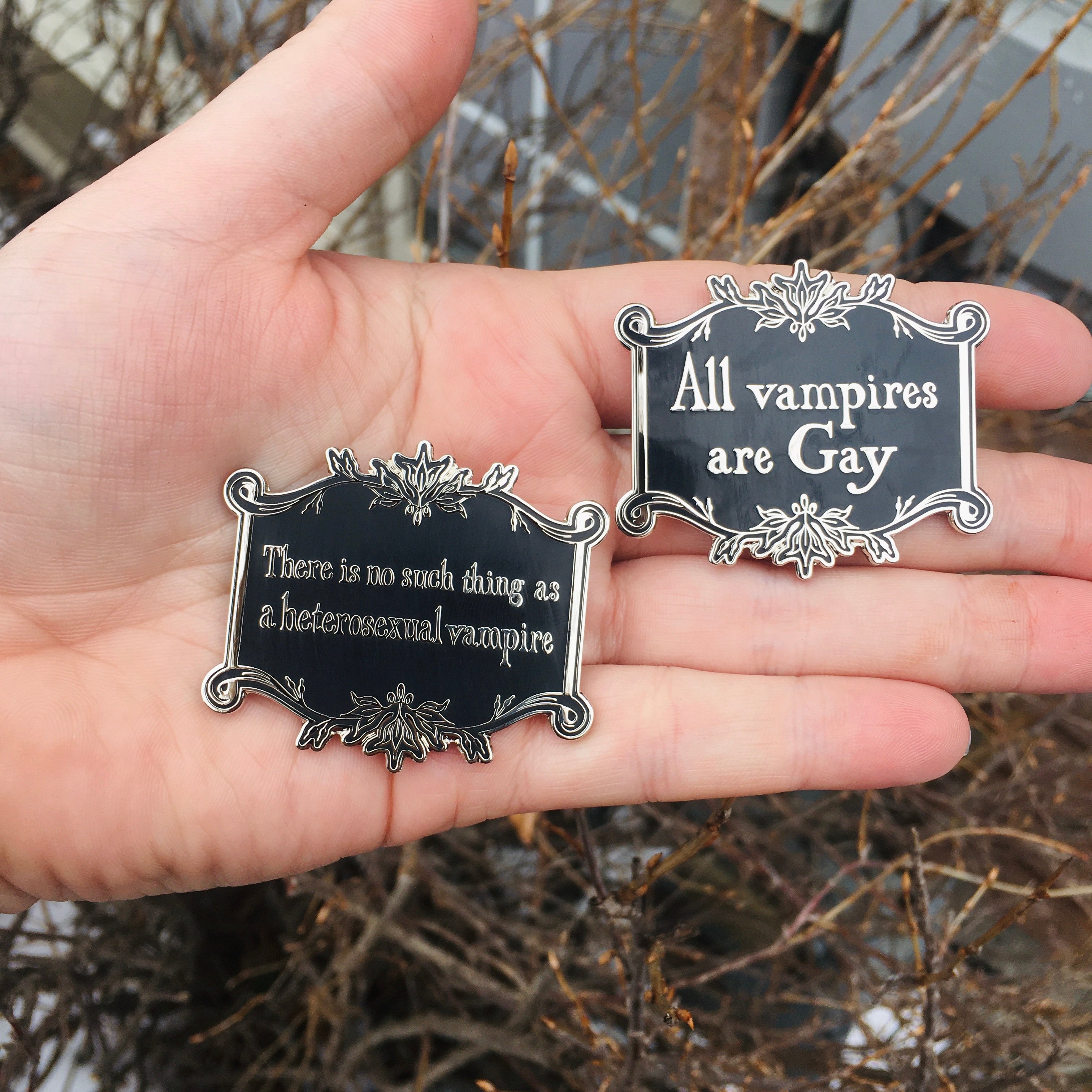 All Vamps Are Gay No Hetero Enamel Pin Monster Cliche 