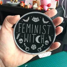 Load image into Gallery viewer, Feminist Witch Embroidered Woven Iron On Patch
