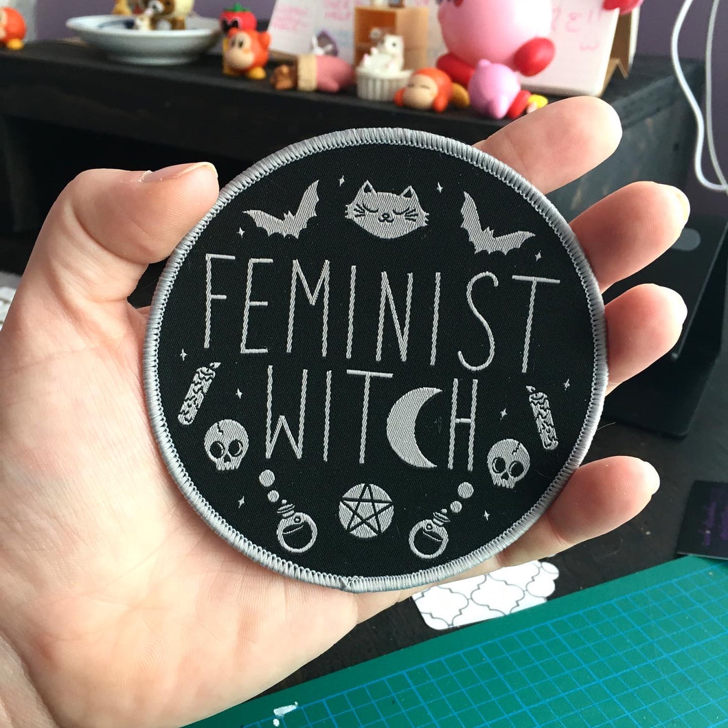 Feminist Witch Embroidered Woven Iron On Patch