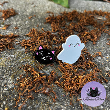 Load image into Gallery viewer, The Happiest Ghost &amp; Kitten Enamel Pin
