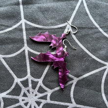 Load image into Gallery viewer, Purple Pearl Bat Earrings
