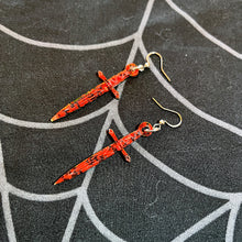 Load image into Gallery viewer, Chunky Red Glitter Dagger Earrings (MTO)
