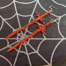 Load image into Gallery viewer, Chunky Red Glitter Sword Earrings (MTO)
