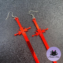 Load image into Gallery viewer, Bright Red Mirrored Sword Earrings or Pendant (MTO)
