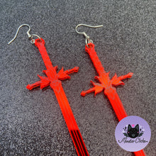 Load image into Gallery viewer, Bright Red Mirrored Sword Earrings or Pendant (MTO)
