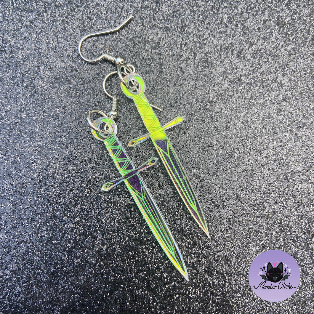 Iridescent Dagger Earrings or Pendant (MTO)