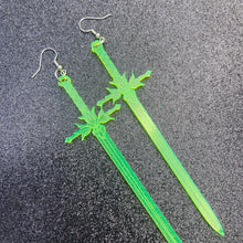 Load image into Gallery viewer, Neon Green Sword Earrings or Pendant (MTO)
