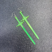 Load image into Gallery viewer, Neon Green Sword Earrings or Pendant (MTO)
