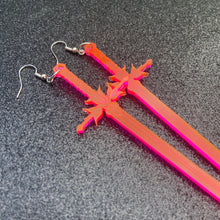 Load image into Gallery viewer, Neon Pink Sword Earrings or Pendant (MTO)
