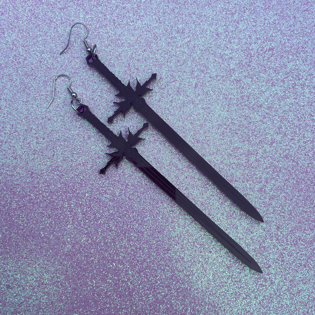 Purple Sword Earrings or Pendant (MTO)