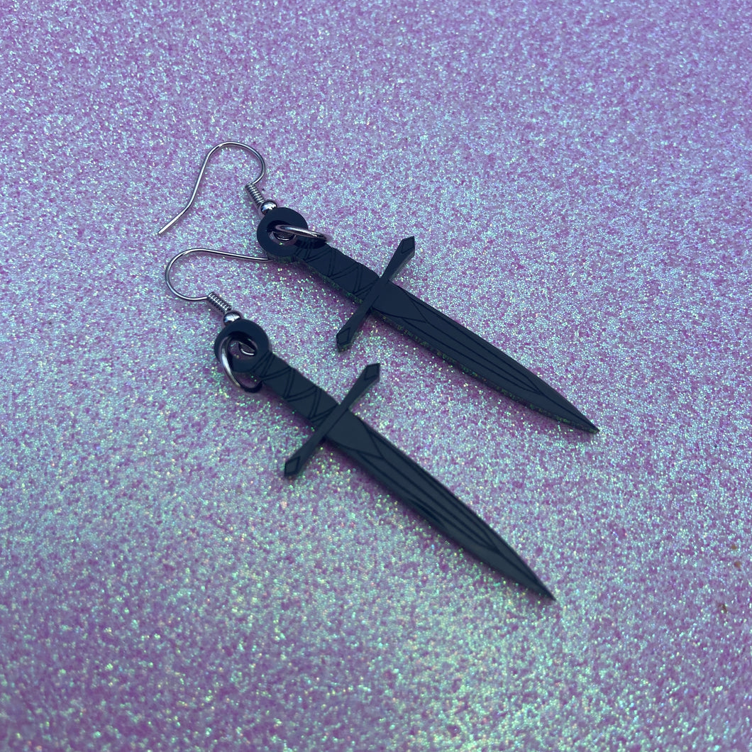 Black Dagger Earrings or Pendant (MTO)