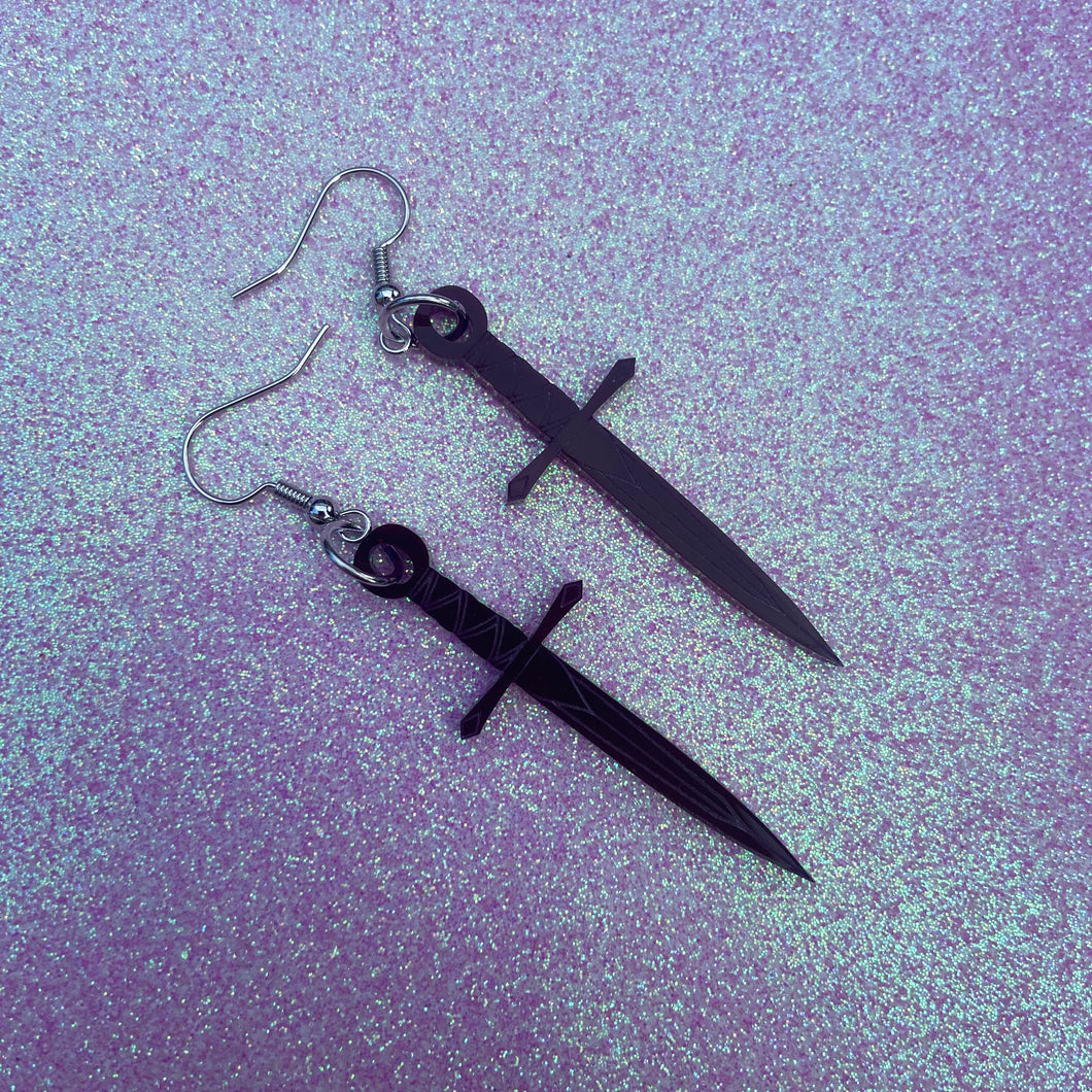 Purple Dagger Earrings or Pendant (MTO)