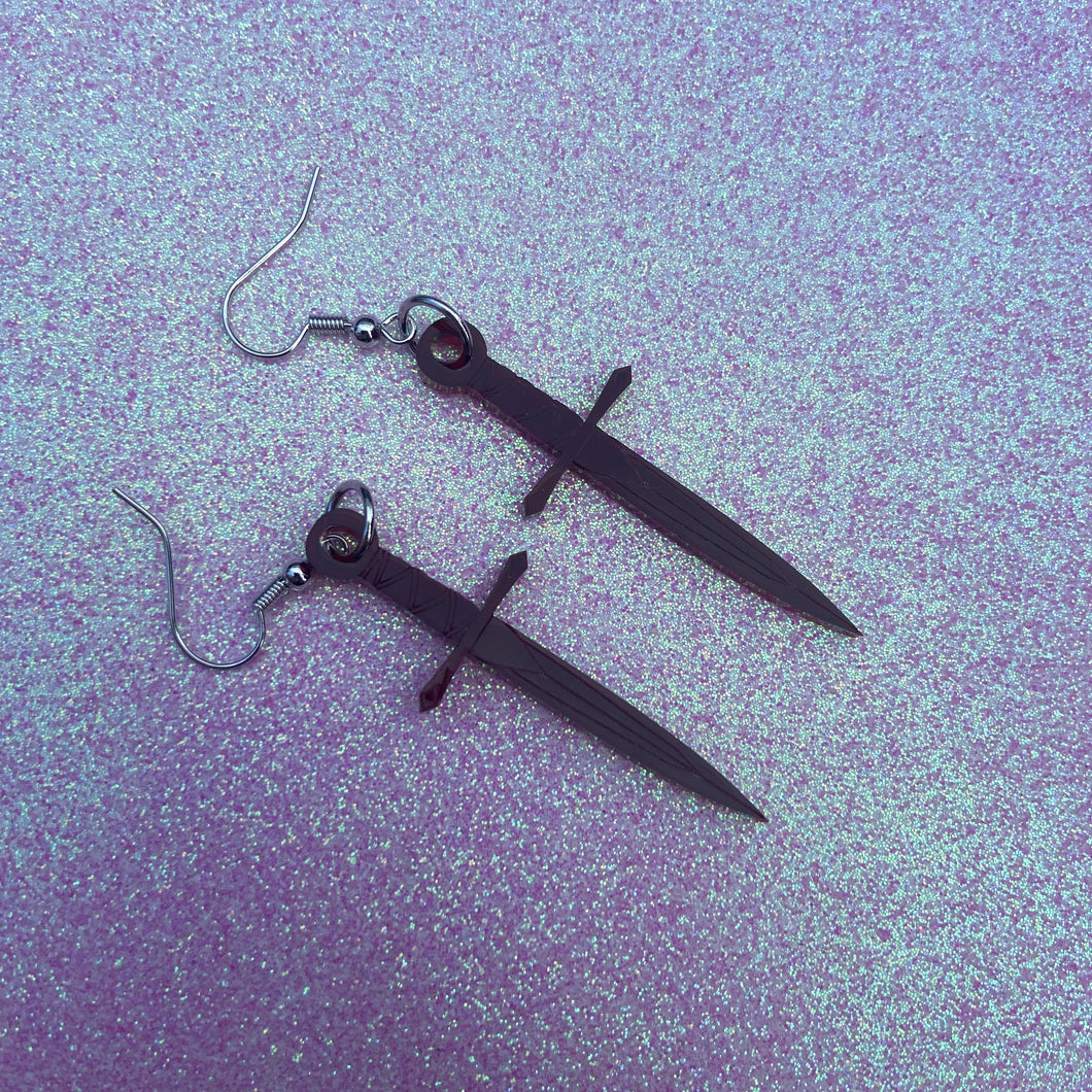 Blood Red Dagger Earrings or Pendant (MTO)