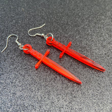 Load image into Gallery viewer, Bright Red Mirrored Dagger Earrings or Pendant (MTO)
