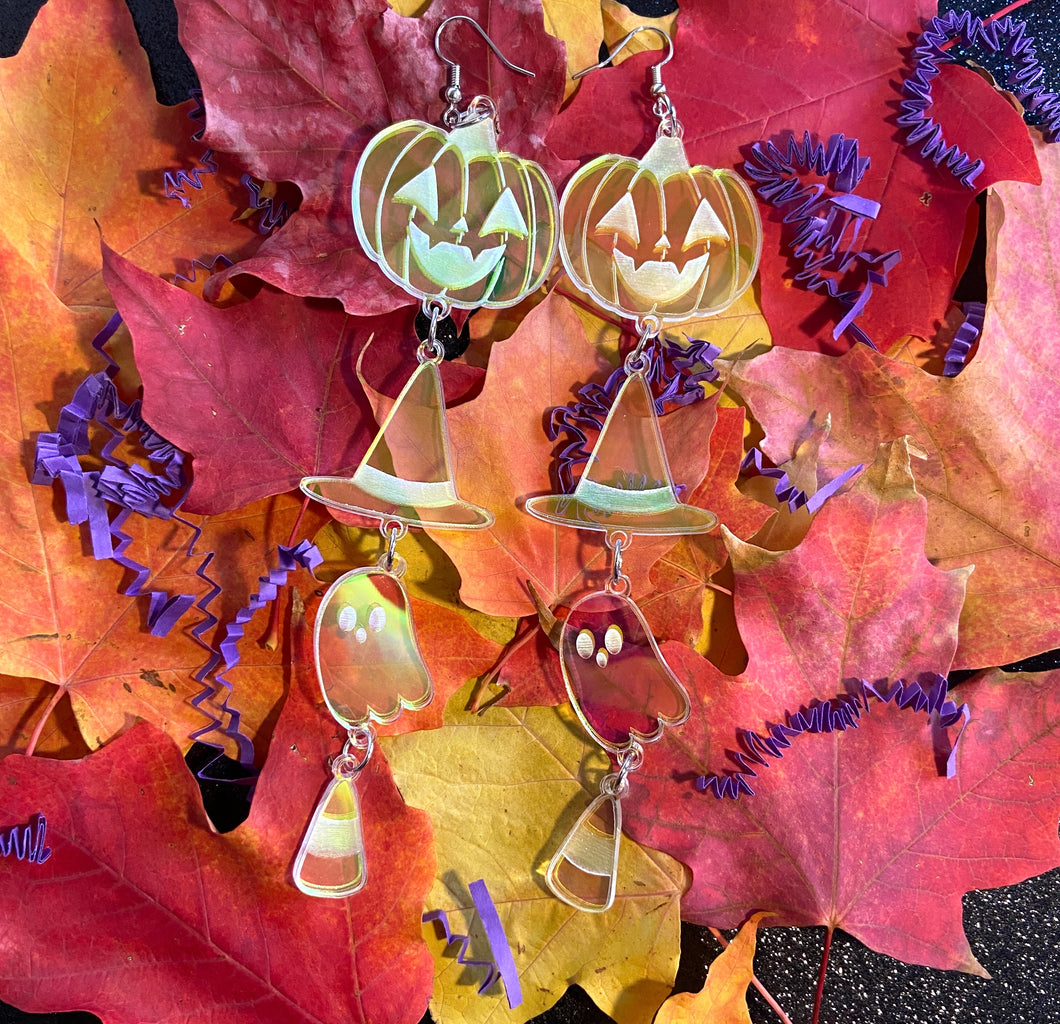 Iridescent Halloween Themed Earrings (MTO)