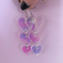 Load image into Gallery viewer, Iridescent Heart Tiered Earrings (MTO)
